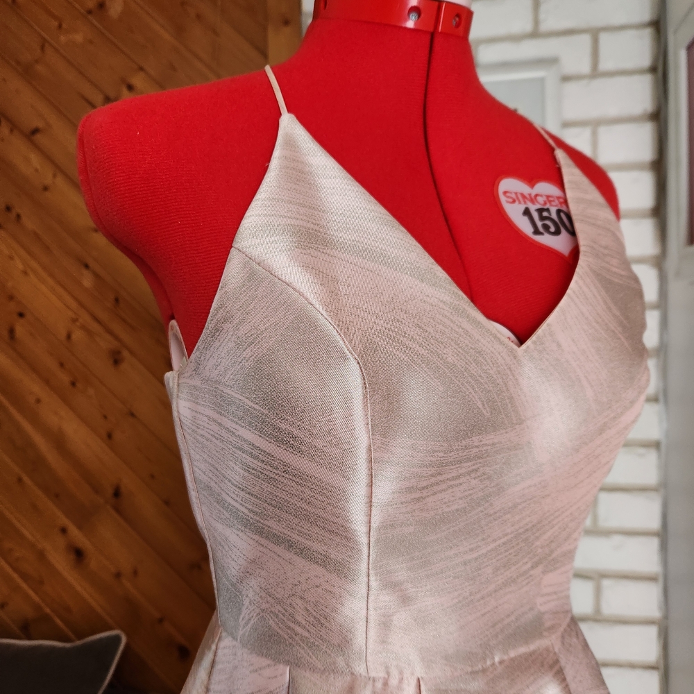 High Low Pink Metallic Dress - Picture 3 of 4
